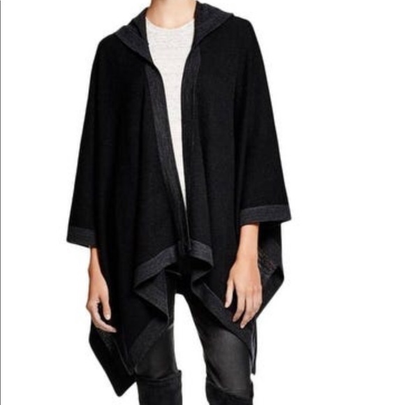 Aqua Sweaters - AQUA 100% merino wool hooded sweater poncho